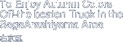 To Enjoy Autumn Colors 
Off-the beaten Truck in the SagaArashiyama Area